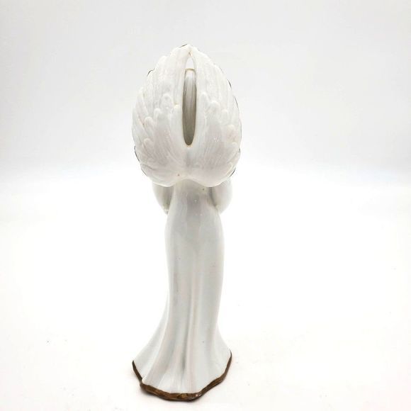 VTG Reco Porcelain Angel Adoration 1986 Exclusive Edition White Porcelain Gold - Picture 5 of 8